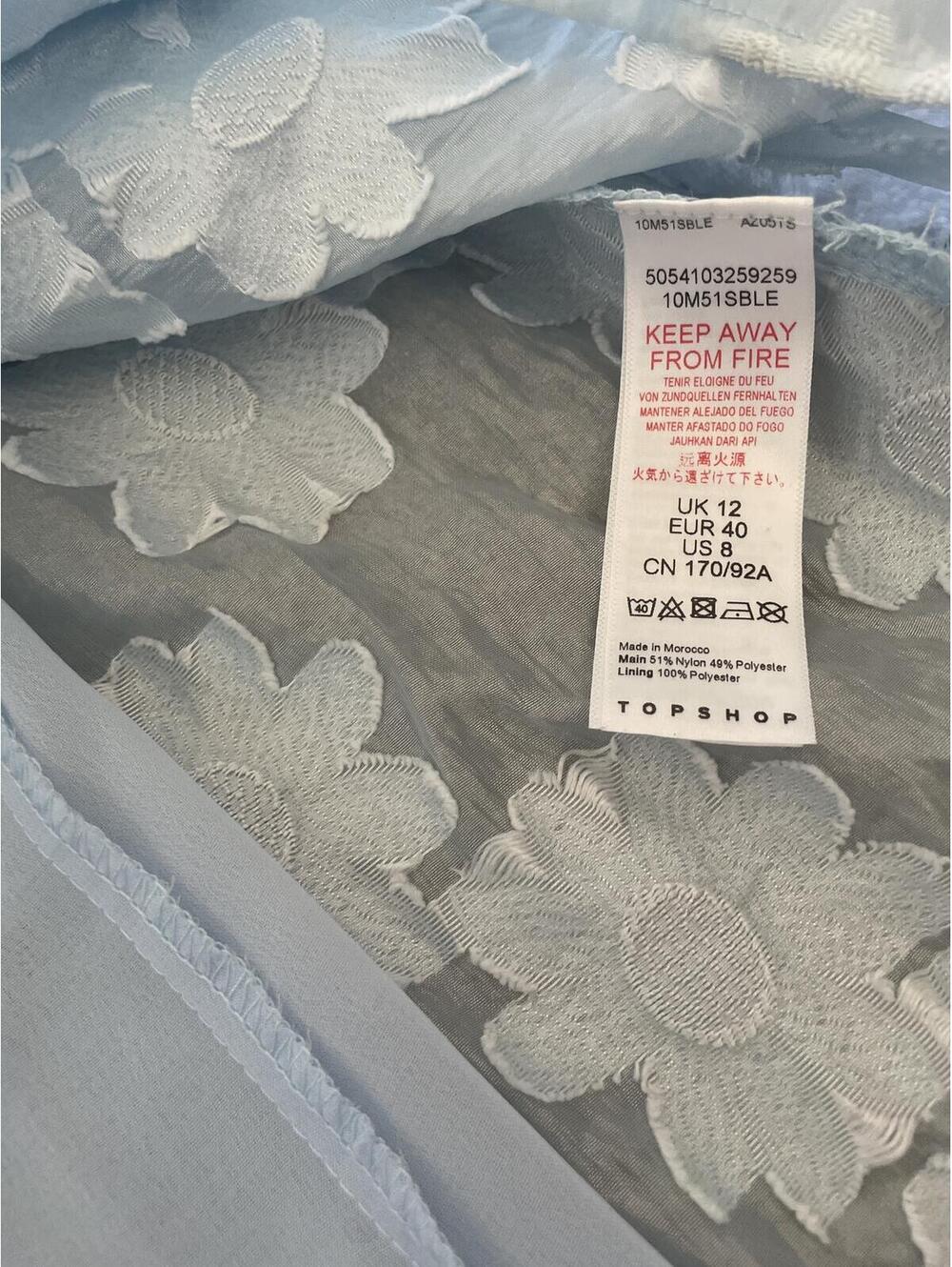 Topshop Puff Sleeve Floral Dress Women's 8 Sz Blue Romantic - Picture 3 of 9